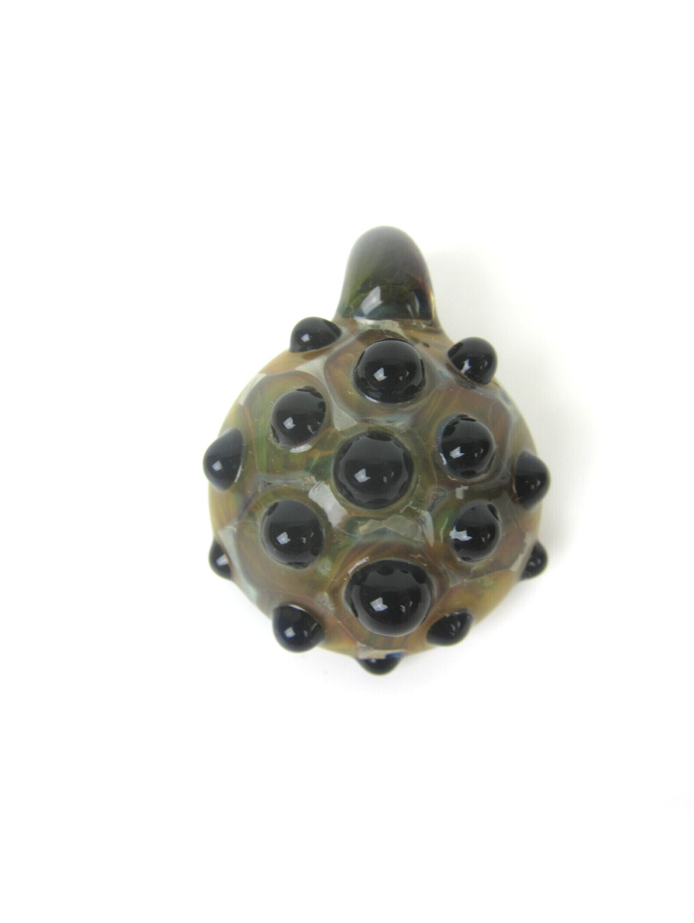 Art Glass Pendant Spotted Black Hand Made Subconscious Design Prehistoric Theme